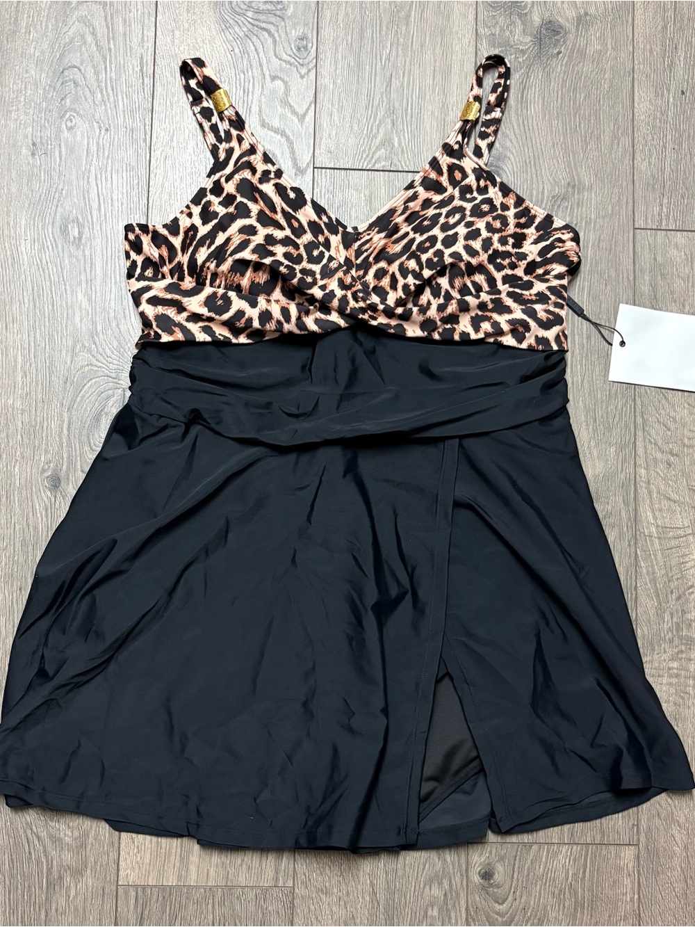 New swimsuit leopard and black swim dress